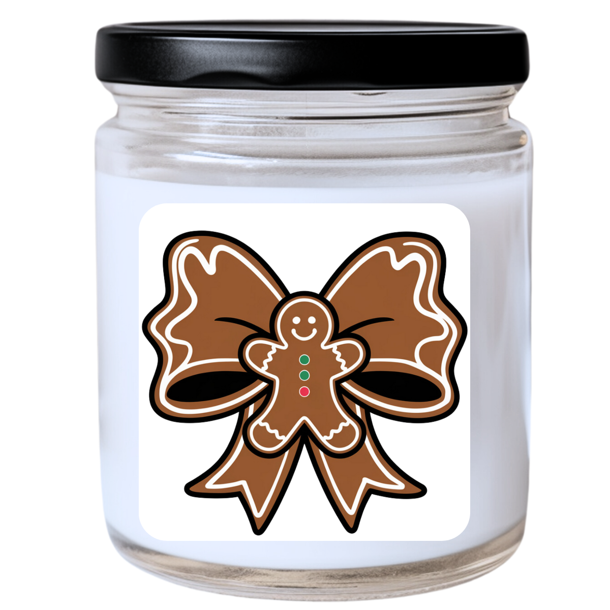 WS - Gingerbread Man Bow Candle - Funny Christmas Gift, Unique Holiday Candle, Playful & Festive, Many Scents Available
