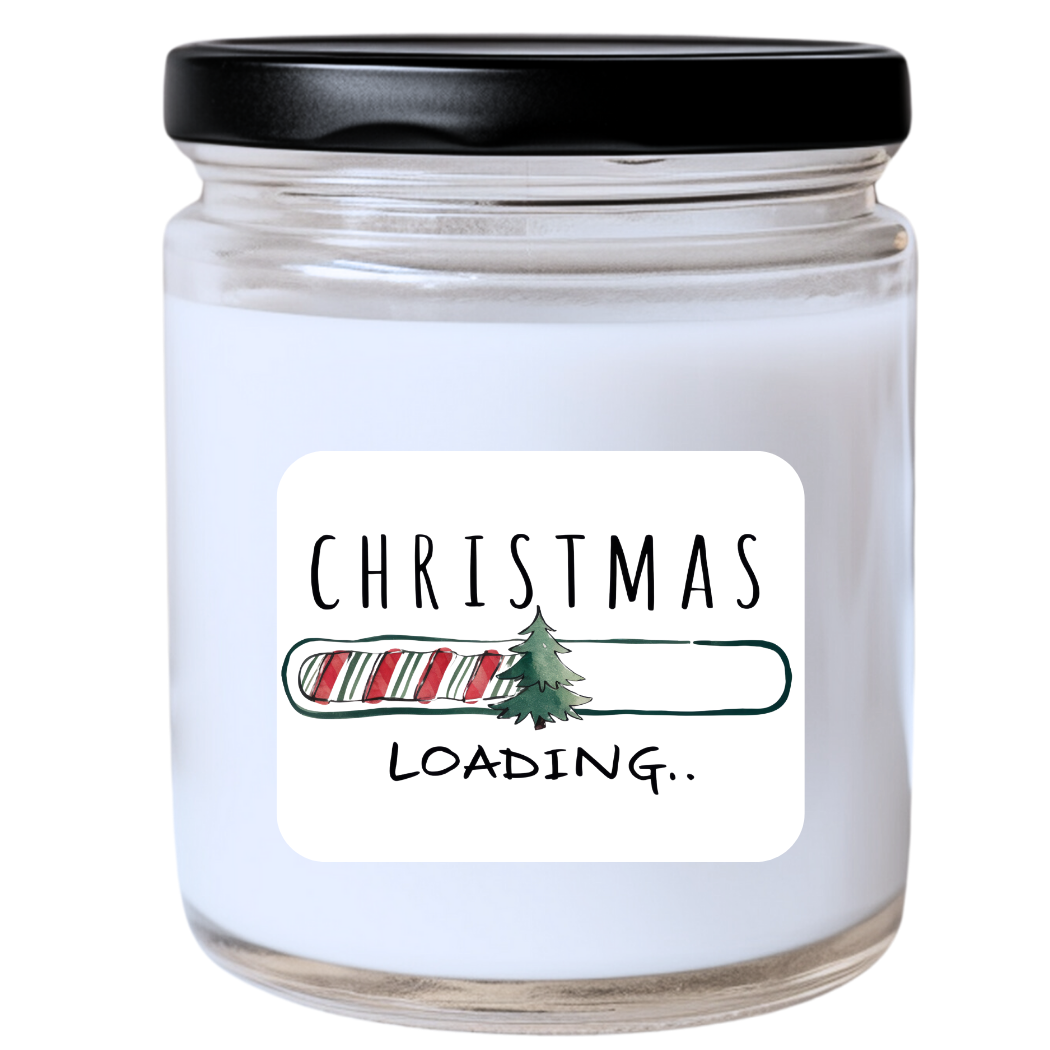 WS - Christmas... Loading... Candle - Funny Christmas Gift, Unique Holiday Candle, Playful & Festive, Many Scents Available