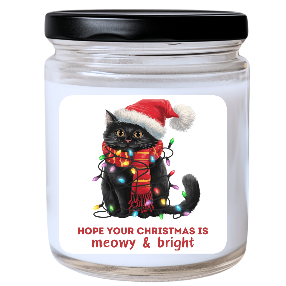WS - Hope Your Christmas is Meowy & Bright Candle - Funny Holiday Gift, Unique Christmas Candle for Cat Lovers, Many Scents Available