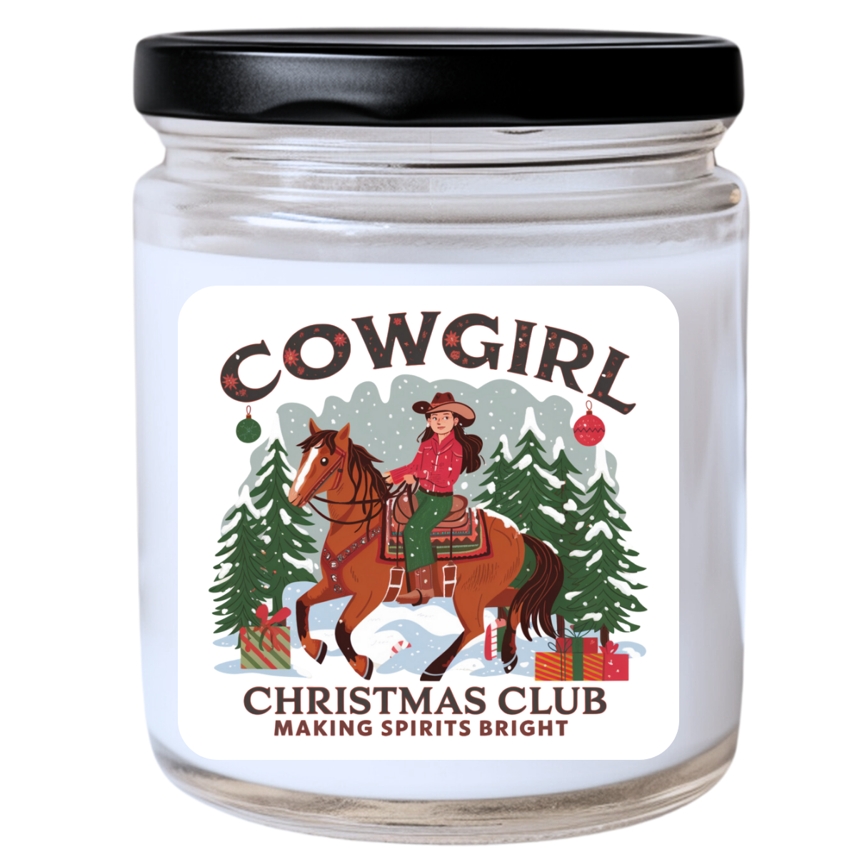 WS - Cowgirl Christmas Club Candle - Fun & Sassy Holiday Vibes, Handpoured Soy Wax, Phthalate-Free, Many Scents Available