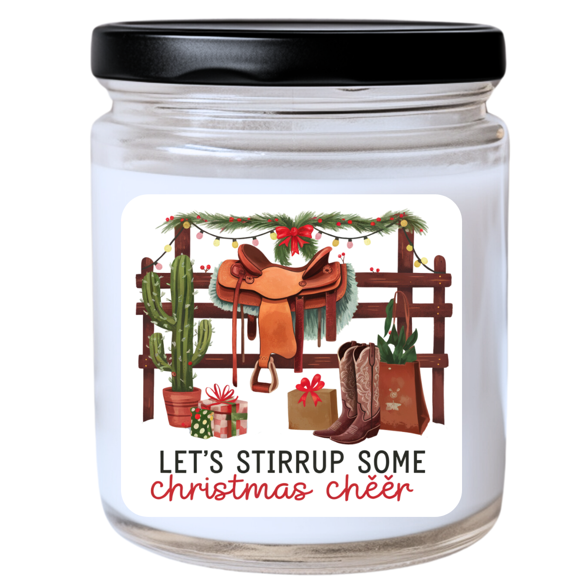 WS - Let's Stirrup Some Christmas Cheer Candle - Southwestern & Festive Fun, Handpoured Soy Wax, Phthalate-Free, Many Scents Available
