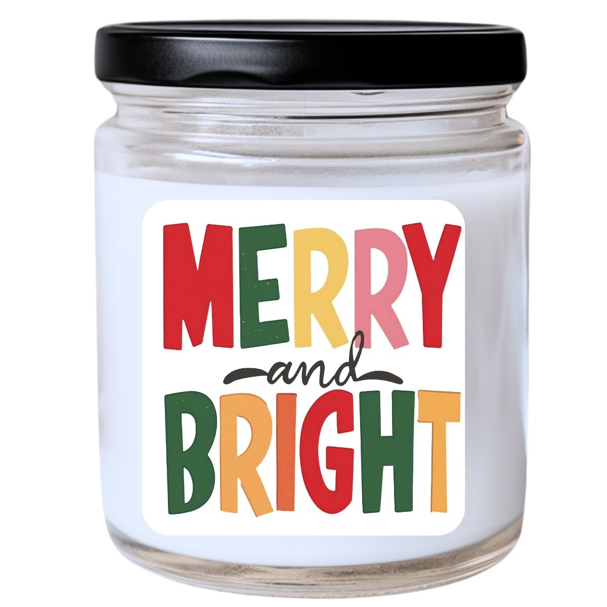 WS - Merry and Bright Candle - Primary Colors Design, Funny Christmas Gift, Unique Holiday Candle, Perfect for Festive Decor, Many Scents Available