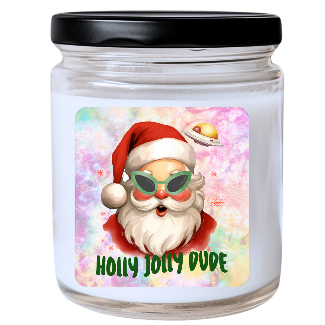 WS - Holly Jolly Dude Candle - Funny Christmas Gift, Unique Holiday Candle, Festive & Fun, Many Scents Available