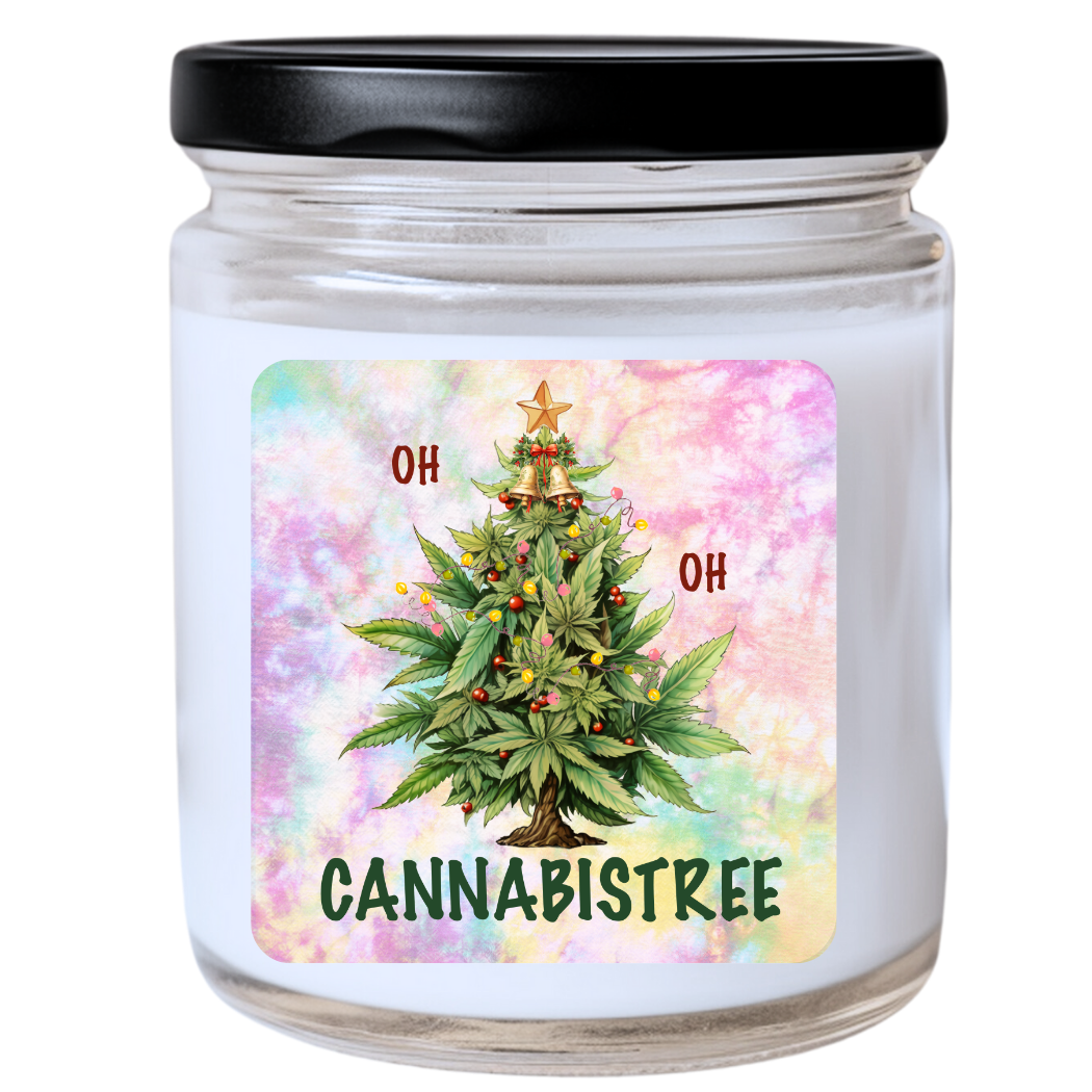 WS - Oh Cannabistree Candle - Funny Christmas Gift, Unique Holiday Candle, Festive & Playful, Many Scents Available