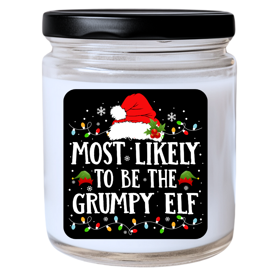 WS - Most Likely to Be the Grumpy Elf Christmas Candle - Fun Holiday Gift, Unique Christmas Candle