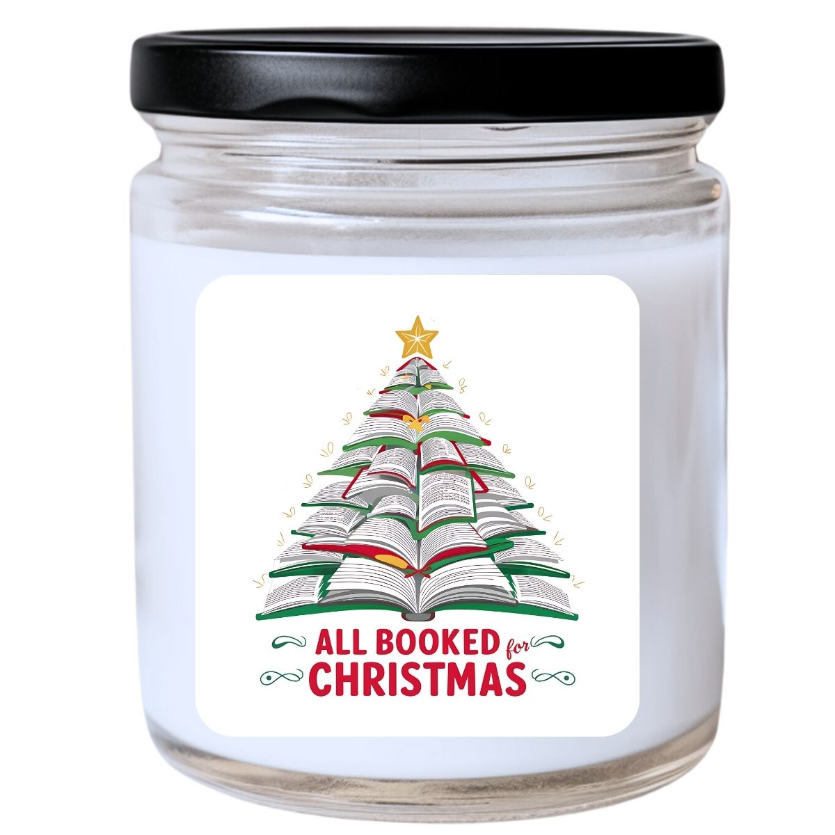 WS - All Booked for Christmas Candle - Funny Holiday Gift, Unique Christmas Candle, Perfect for Book Lovers, Many Scents Available
