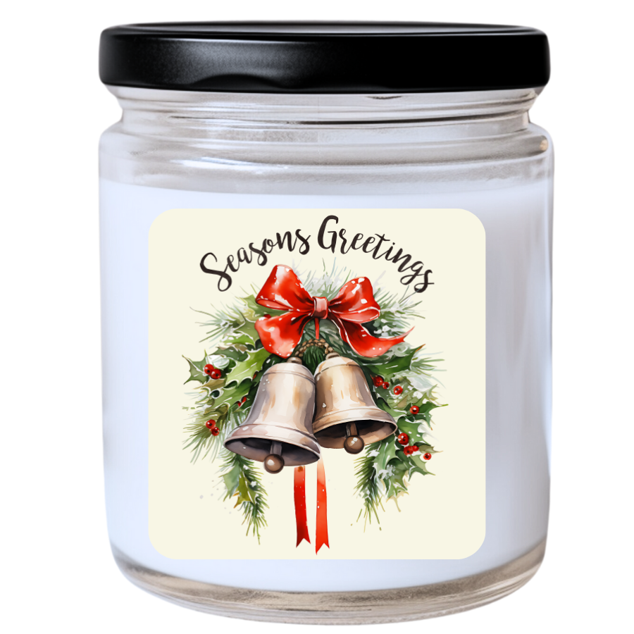 WS - SEASONS GREETINGS Christmas Candle - Elegant Christmas Gift, Unique Holiday Decor