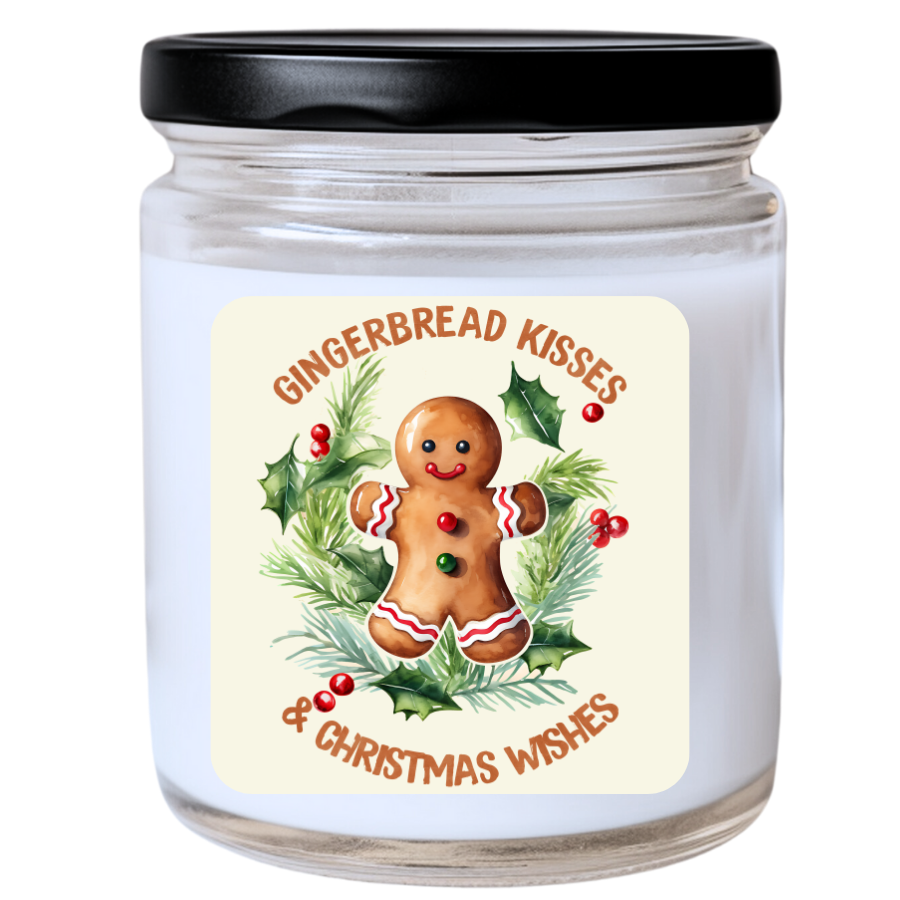 WS - GINGERBREAD KISSES & CHRISTMAS WISHES Candle - Fun Christmas Candle, Holiday Gift Idea