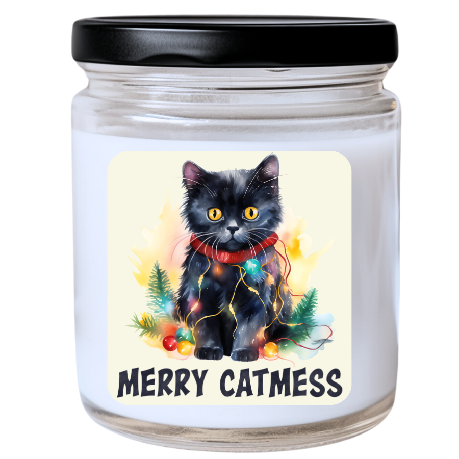 WS - MERRY CATMESS Candle - Fun Christmas Gift, Unique Holiday Decor