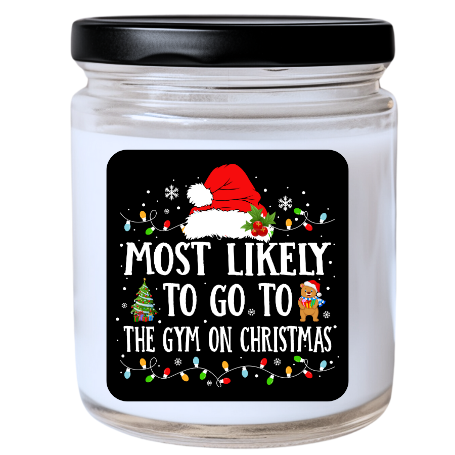 WS - Most Likely to Go to the Gym on Christmas Candle - Fun Holiday Gift, Unique Christmas Candle