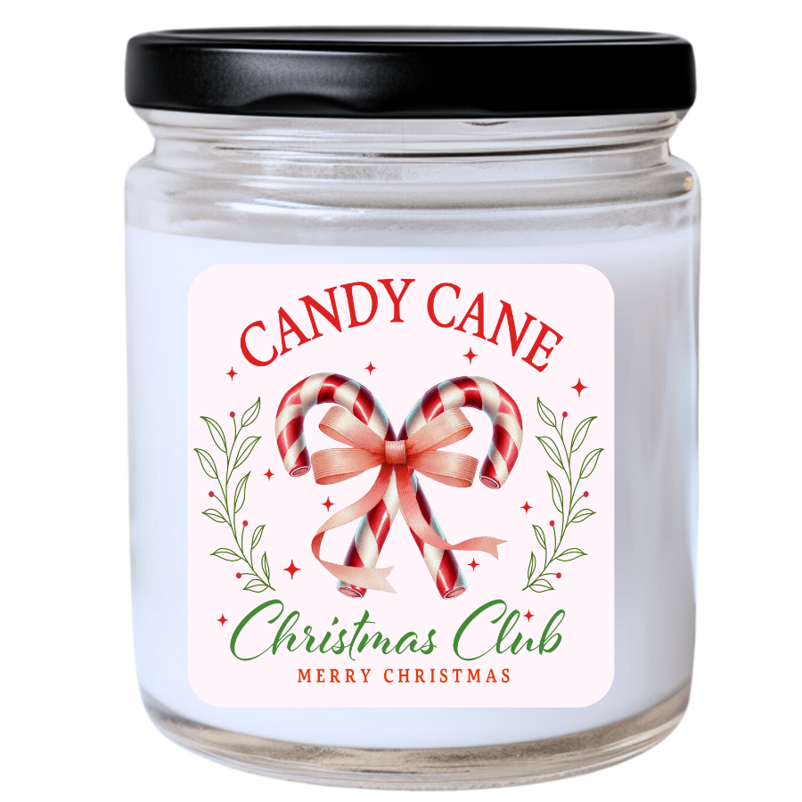WS - CANDY CANE Christmas Club Candle - Merry Christmas - Festive Christmas Gift, Holiday Decor Candle
