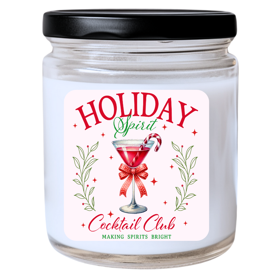WS - HOLIDAY SPIRIT Cocktail Club Candle - Making Spirits Bright - Fun Christmas Gift, Unique Holiday Candle