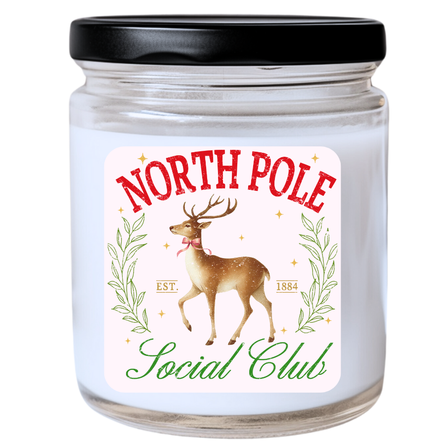 WS - NORTH POLE SOCIAL CLUB Candle - Fun Christmas Candle, Holiday Gift Idea