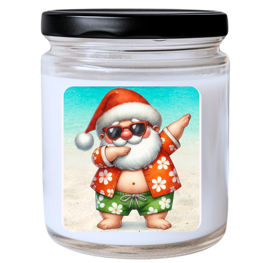 WS - COOL SANTA DABBING at the Beach Candle - Fun Christmas Candle, Unique Holiday Gift