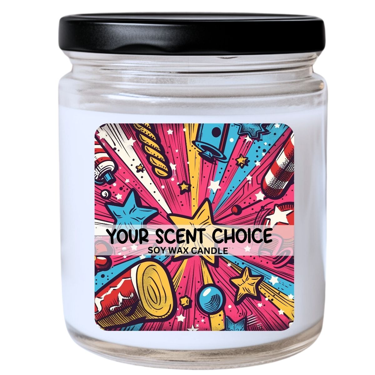 WS - Pop Art Christmas Ornament #17 Candle - Festive Holiday Gift, Bright Christmas Candle