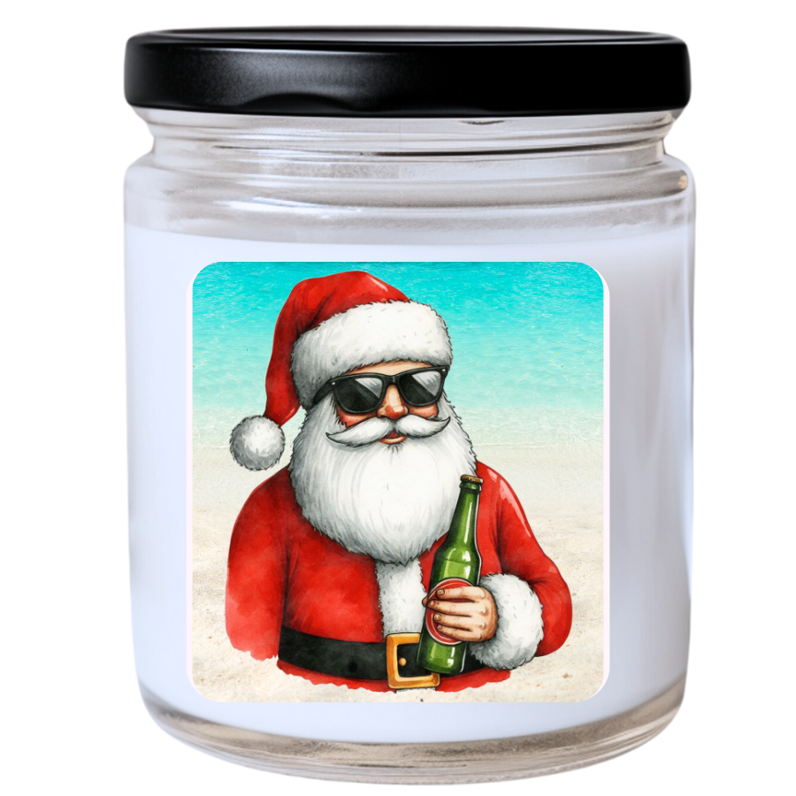 WS - COOL SANTA And His Beverage Candle - Fun Christmas Candle, Unique Holiday Decor