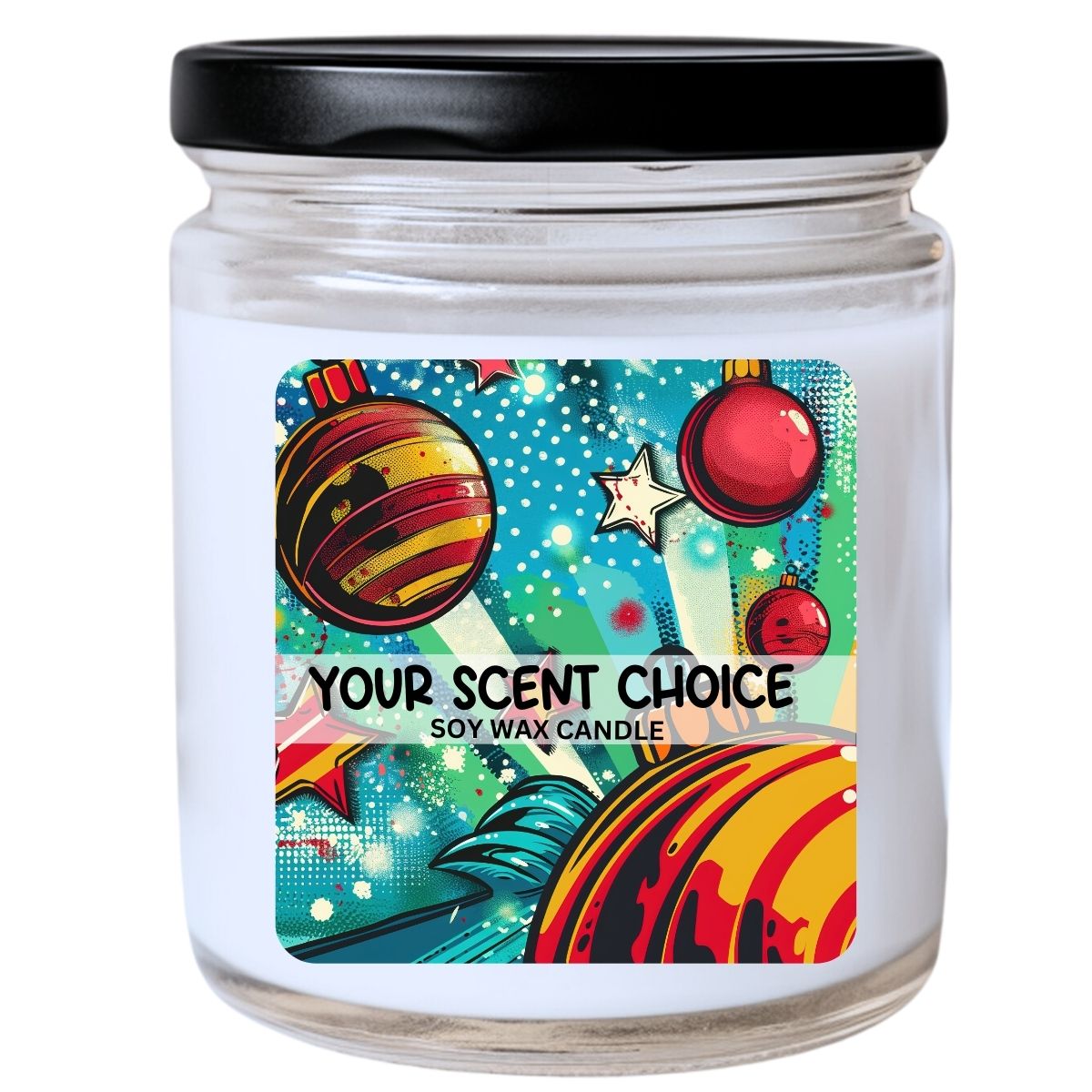 WS - Pop Art Christmas Ornament #12 Candle - Gift for Christmas, Bright Holiday Decor