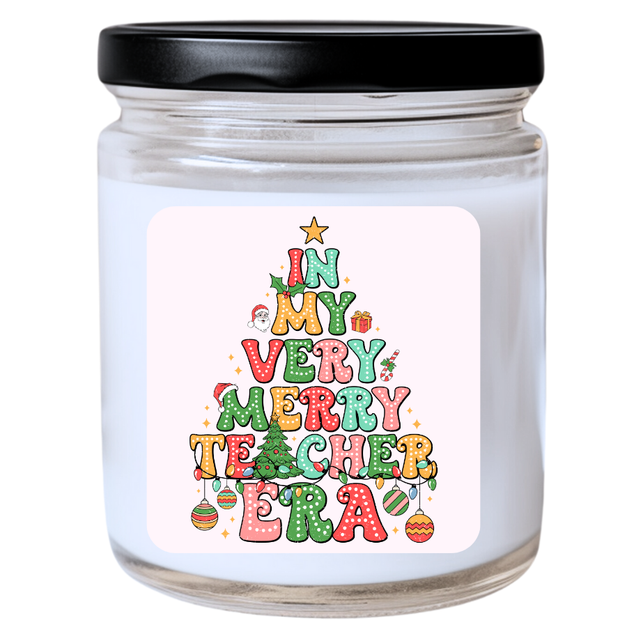 WS - IN MY VERY MERRY TEACHER ERA Candle - Cute Christmas Candle, Unique Teacher Holiday Gift