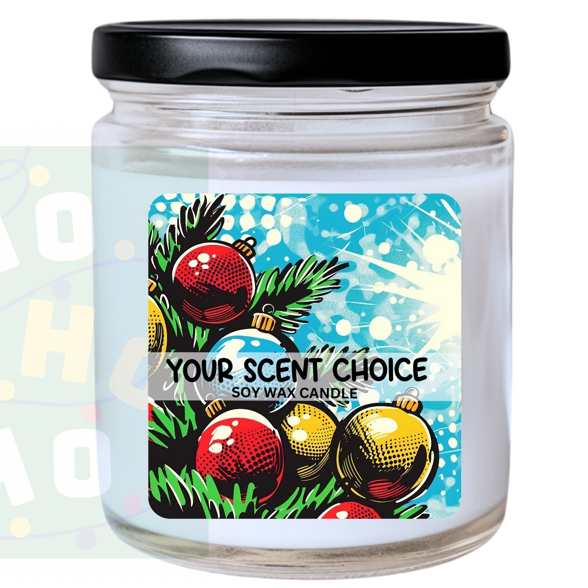 WS - Pop Art Christmas Ornament #11 Candle - Bright Christmas Gift, Holiday Decor