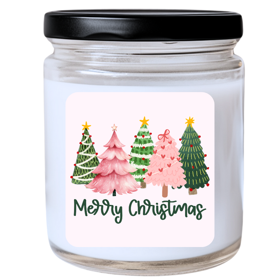WS - MERRY CHRISTMAS Trees Candle - Festive Christmas Candle, Unique Holiday Gift
