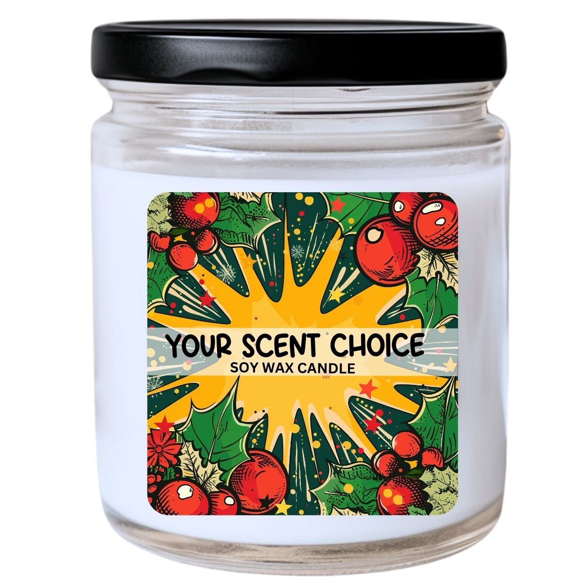 WS - Pop Art Christmas Ornament #9 Candle - Christmas Gift, Bold Holiday Candle