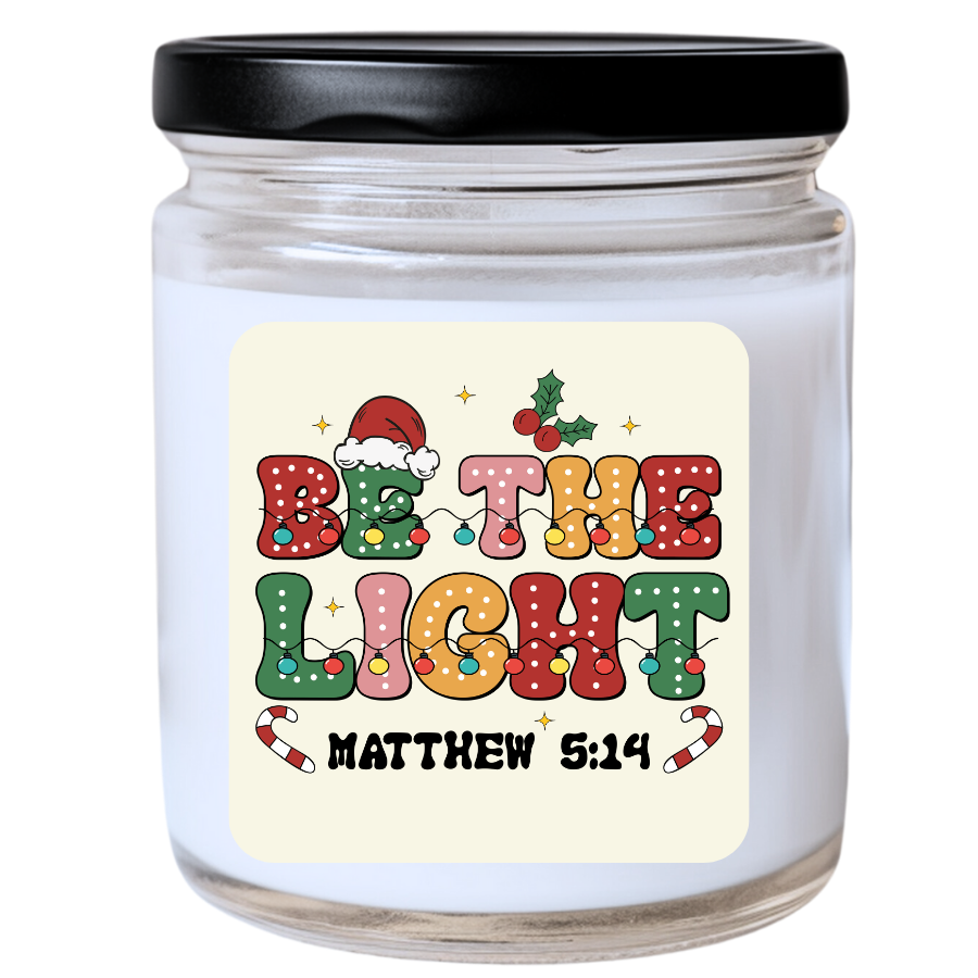 WS - BE THE LIGHT Matthew 5:14 Christmas Candle - Inspirational Holiday Gift, Christmas Decor Candle