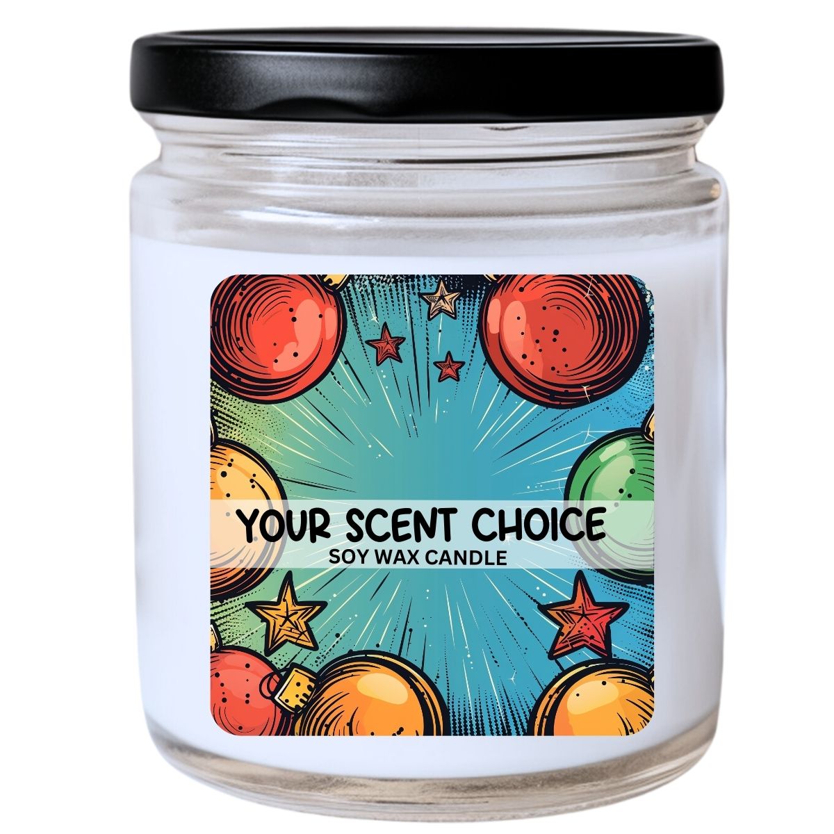 WS - Pop Art Christmas Ornament #2 Candle - Bright Christmas Gift, Holiday Decor