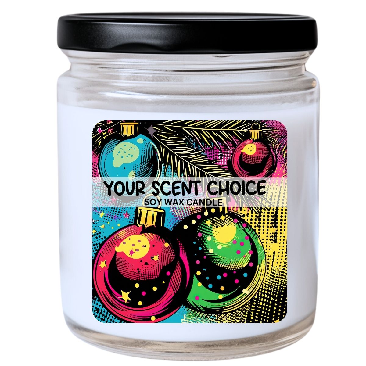 WS - Pop Art Christmas Ornament #1 Candle - Christmas Gift, Colorful Holiday Candle