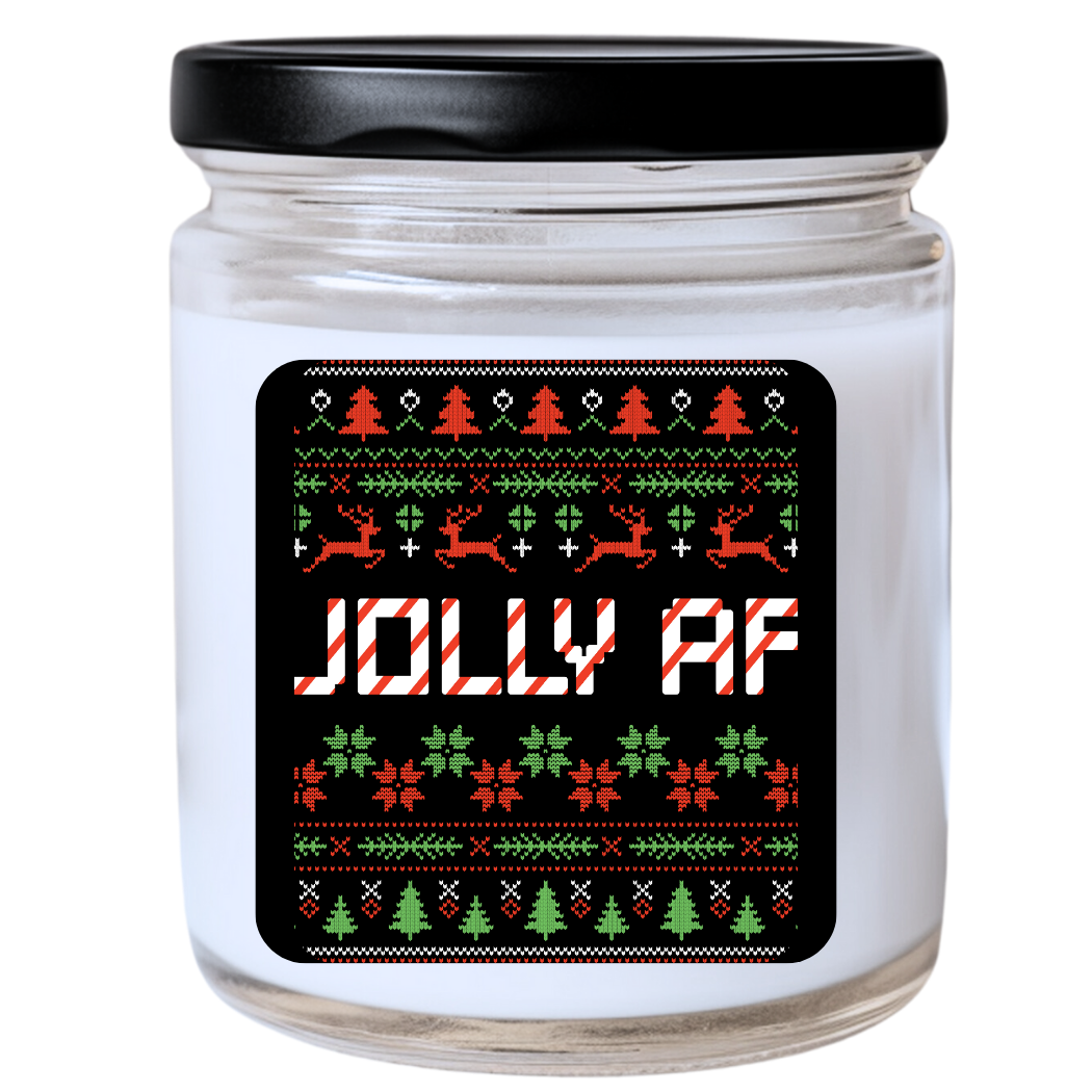 WS - Jolly AF Candle - Funny Christmas Gift, Unique Holiday Candle, Perfect for Holiday Decor, Many Scents Available