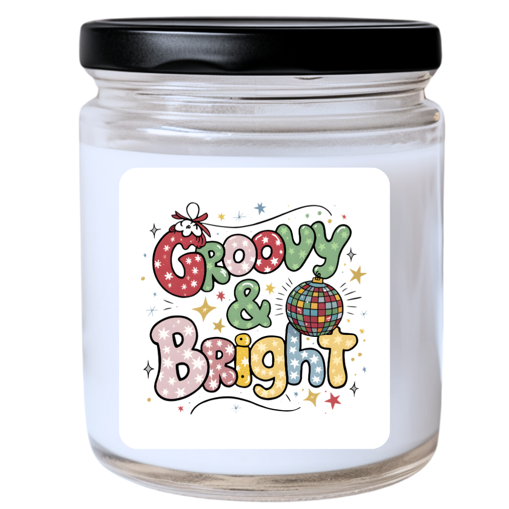 WS - Groovy & Bright Candle - Funny Christmas Gift, Unique Holiday Candle, Retro & Festive, Many Scents Available