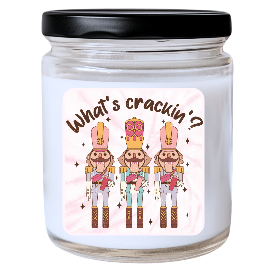 WS - What’s Crackin'? Candle - Funny Christmas Gift, Unique Holiday Candle, Nutcracker-Themed, Many Scents Available