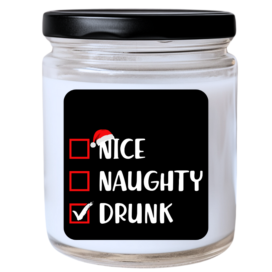 WS - Nice, Naughty, x Drunk Christmas Candle - Fun Holiday Gift, Unique Christmas Candle