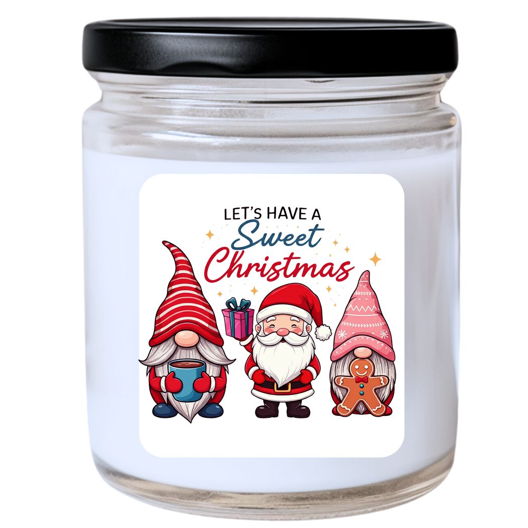 WS - Let’s Have a Sweet Christmas w/ Santa & Gnomes Candle - Funny Holiday Gift, Unique Christmas Candle, Many Scents Available