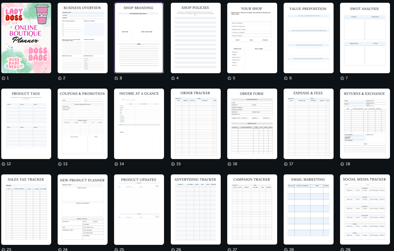 Boss Babe Online Boutique Planner Digital Download