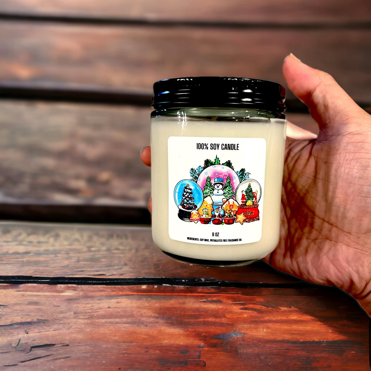 WS - Christmas Time Candles - Black Lid (3 Sizes Available) !MOQ 12!