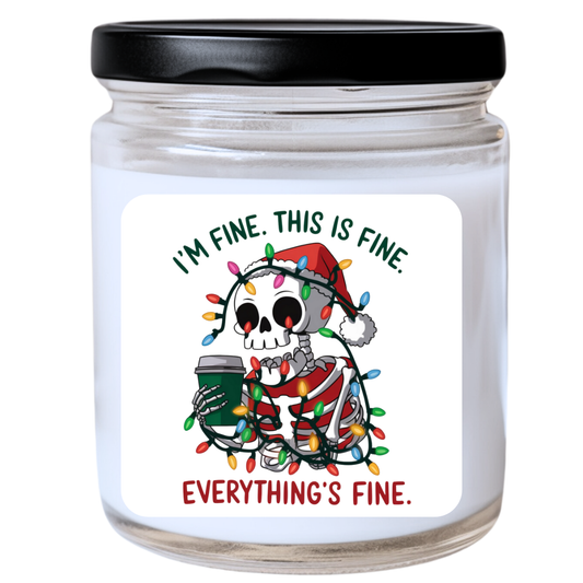 WS -  I’m Fine. This is Fine. Everything’s Fine Candle - Funny Christmas Gift, Unique Holiday Candle, Perfect for Stress Relief, Many Scents Available