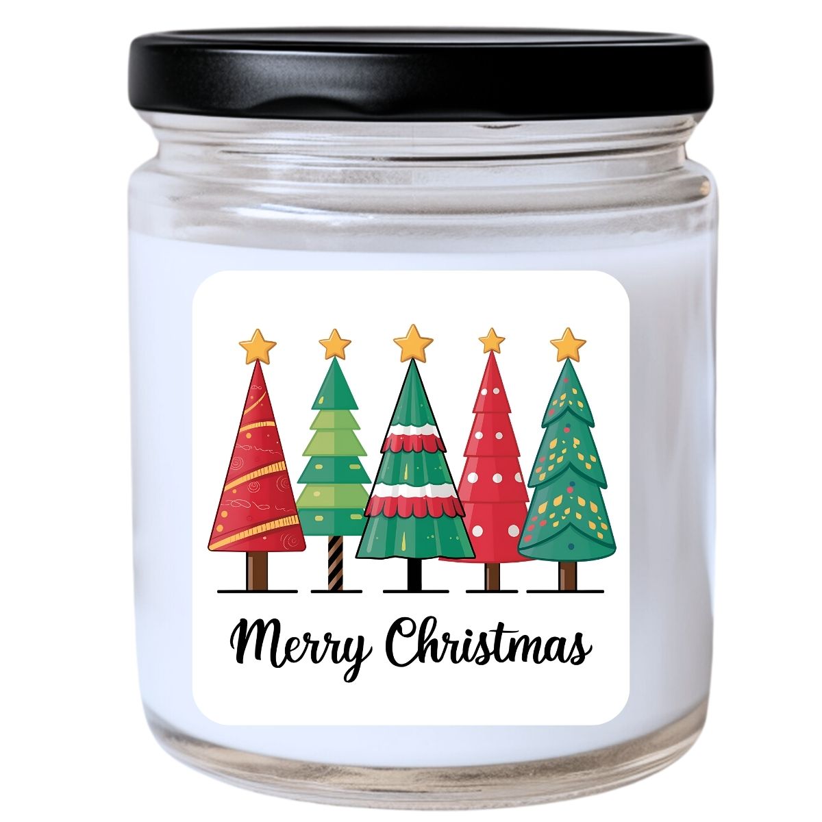 WS -  Merry Christmas Mod Trees Candle - Funny Holiday Gift, Unique Christmas Candle, Mid-Century Modern Design, Many Scents Available