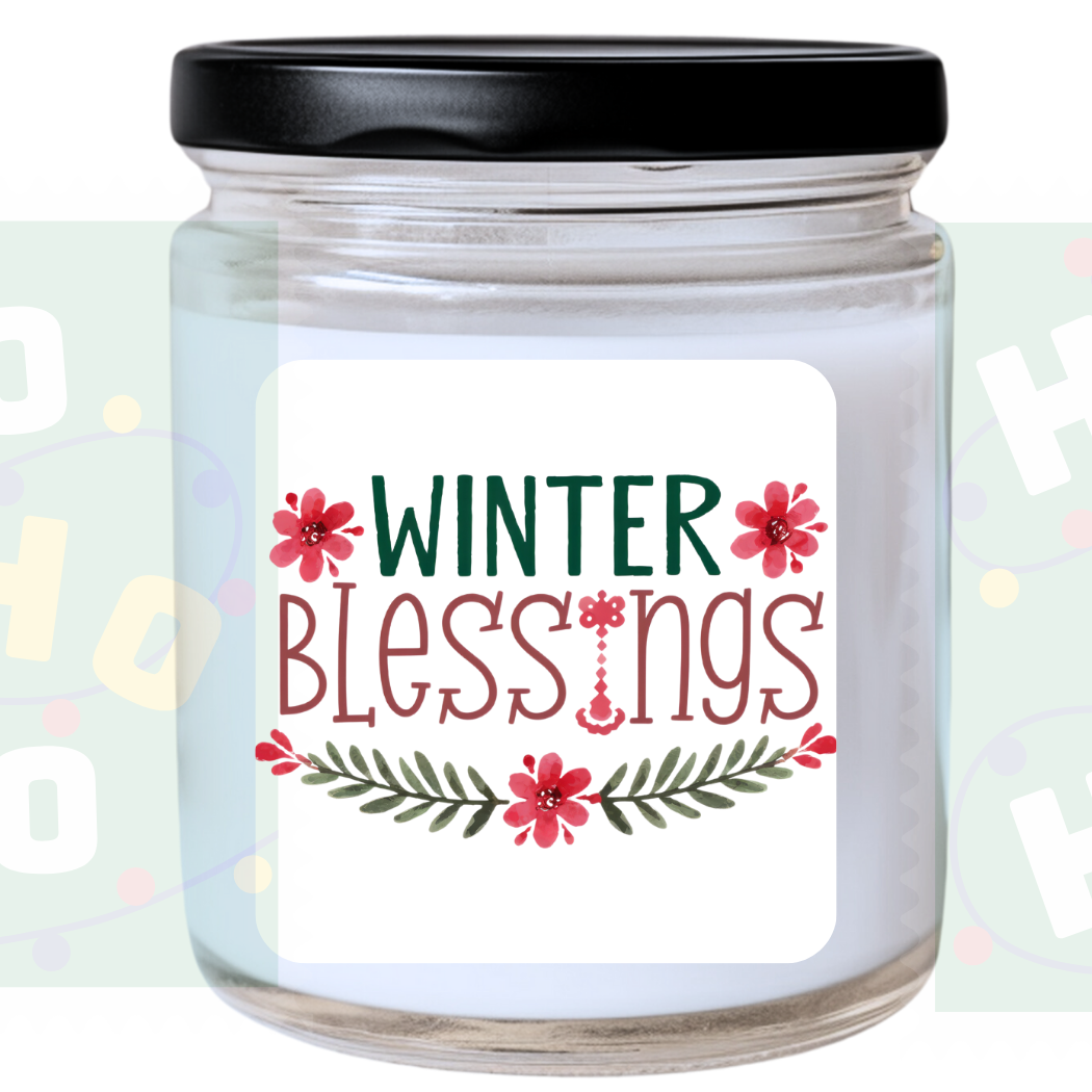 WS -  Winter Blessings Candle - Funny Christmas Gift, Unique Holiday Candle, Warm & Heartfelt, Many Scents Available