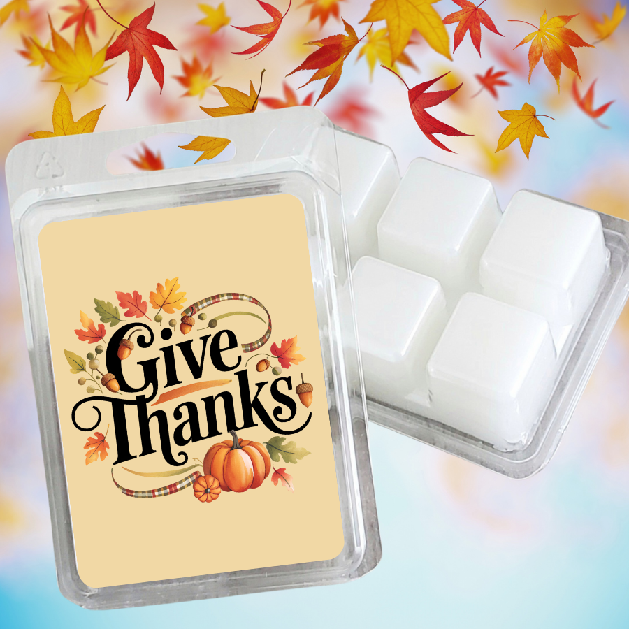 Give Thanks Thanksgiving Scented Wax Clamshell - Unique Fall Gift, Festive Holiday Scented Wax Clamshell