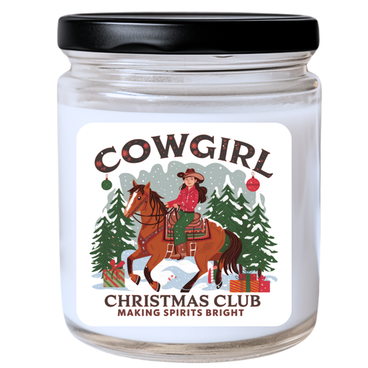 WS -  Cowgirl Christmas Club Candle - Fun & Sassy Holiday Vibes, Handpoured Soy Wax, Phthalate-Free, Many Scents Available