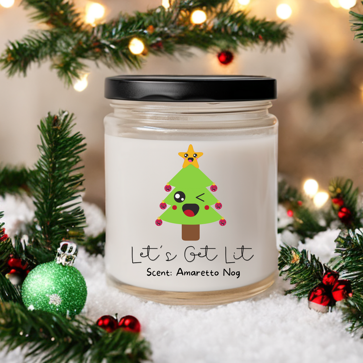 WS - Christmas Vibes Candles - Black Lid (3 Sizes Available) !MOQ 12!