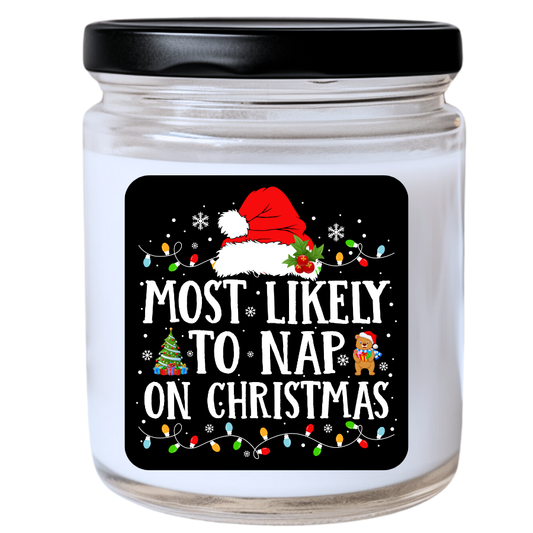 WS -  Most Likely to Take a Nap on Christmas Candle - Fun Holiday Gift, Unique Christmas Candle