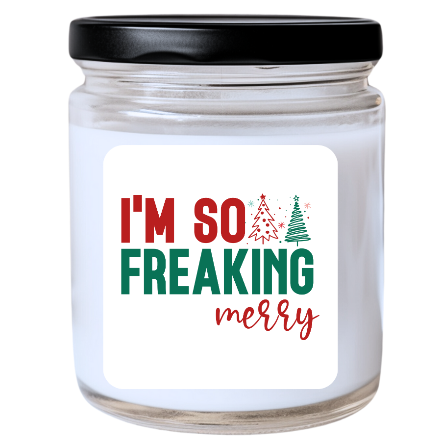 WS -  I’m So Freaking Merry Christmas Candle - Fun Holiday Gift, Unique Christmas Candle