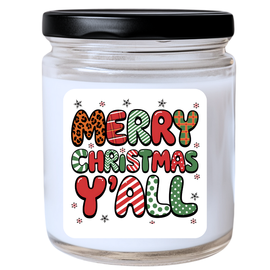 WS -  Merry Christmas Y'all Candle - Fun Holiday Gift, Unique Christmas Candle
