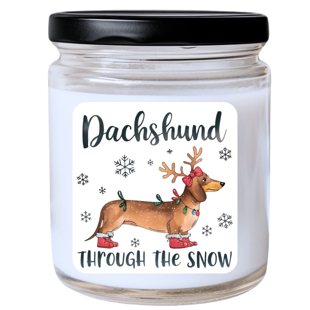 WS -  Dachshund Through the Snow Candle - Funny Christmas Gift, Unique Holiday Candle, Perfect for Dog Lovers, Many Scents Available