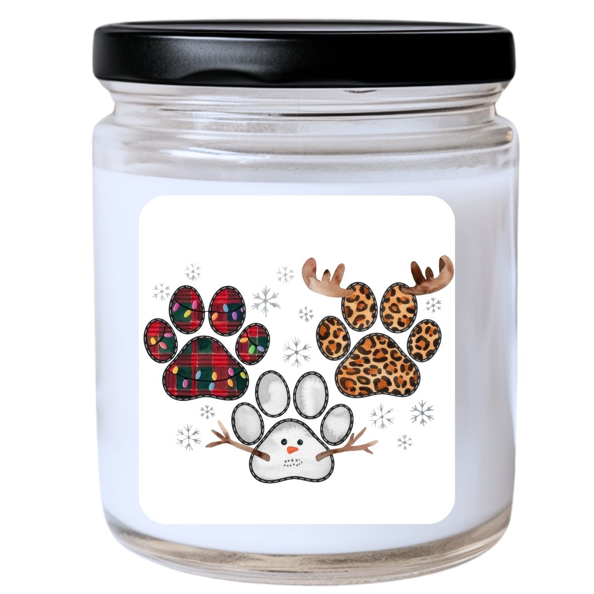 WS -  Snowman PawPrint Candle - Funny Christmas Gift, Unique Holiday Candle, Adorable Pet Lover Decor, Many Scents Available