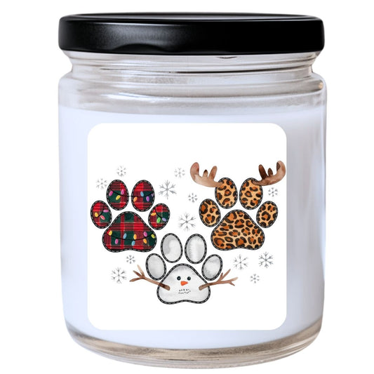 WS -  Snowman PawPrint Candle - Funny Christmas Gift, Unique Holiday Candle, Adorable Pet Lover Decor, Many Scents Available