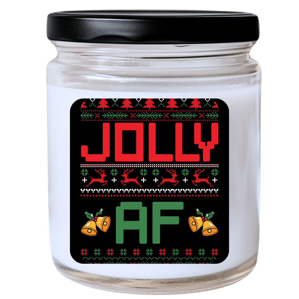 WS -  Jolly AF Candle - Funny Christmas Gift, Unique Holiday Candle, Perfect for Holiday Decor, Many Scents Available