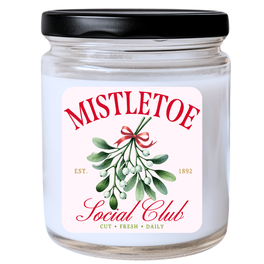WS -  MISTLETOE SOCIAL CLUB Candle - Fun Christmas Candle, Unique Holiday Decor