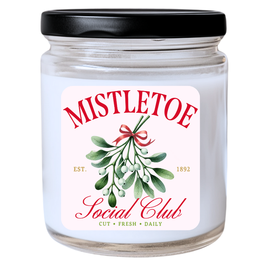 WS -  MISTLETOE SOCIAL CLUB Candle - Fun Christmas Candle, Unique Holiday Decor
